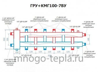Коллекторный модуль с гидрострелкой RISPA ГРУ+КМГ 100-7ВУ, нержавеющая сталь - №1
