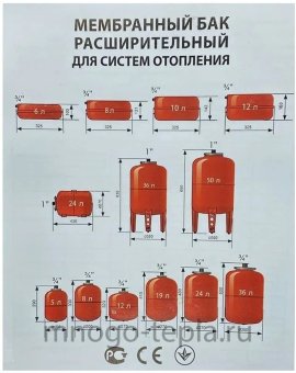 Расширительный бак AquaTim VF-12LD, на 12 литров, плоский - №1