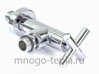 Кран для полотенцесушителя хромированный 1/2" Ш х 1/2" Ш (американка) TIM KV11-LMM022 с крестообразной ручкой, угловой - №1