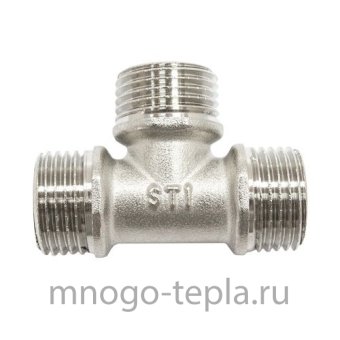 Тройник 1 1/4" Н-Н-Н никелированный латунный, резьбовой - №1