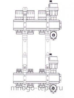 Коллекторная группа Tim (KB005) 1" ВР, 5 отводов 3/4", воздухоотводчик, сливной кран - №1