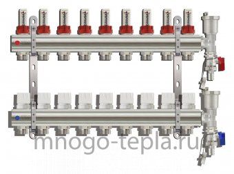 Коллекторная группа Tim (KC009) 1" ВР, 9 отводов 3/4", расходомер, воздухоотводчик, сливной кран - №1