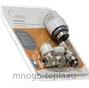 Термостатический комплект для радиатора Zeissler TIM RVKD208.02 прямой 1/2" (клапан термостатический, термоголовка, клапан настроечный) со стопорным кольцом - №1