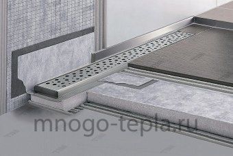 Трап для душа с горизонтальным выпуском TIM BAD418502, размер 850 x 70мм, защита от запаха (сухой + гидрозатвор), решетка с круглой ячейкой - №1