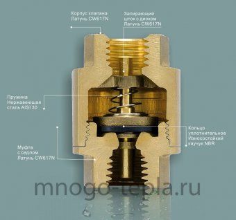 Обратный клапан 2 ГГ TIM JH-1015 с металлическим штоком - №1